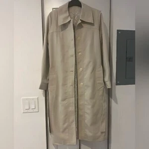 Forecaster of Boston Wooven Vintage Button Up Beige Midi Trench Coat Size 11/12 - Picture 1 of 9