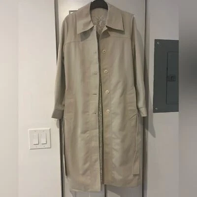 Forecaster of Boston Wooven Vintage Button Up Beige Midi Trench Coat Size 11/12 - Image 1 of 4