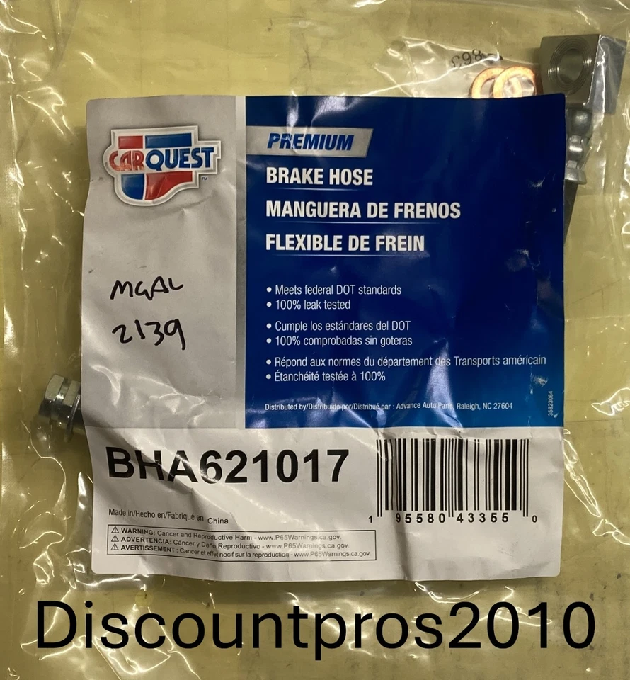 Manguera hidráulica freno trasero derecho Carquest BHA621017 Ford F-150 / Lobo 1999-2004 Foto 1 de 1