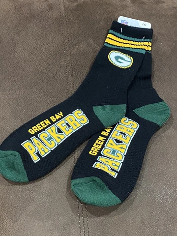 Green Bay Packers NFL Men's Stripe Logo Deuce Socks, Size Large (10-13), NWT Cover