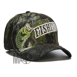 Gone Fishin' fishing hat Hunter Camo Hat Ball Cap Outdoor Sport - Picture 1 of 5