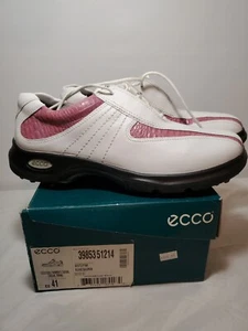 Zapatos de golf Ecco para mujer EU 41 US 11 rosa cuero blanco con cordones - Imagen 1 de 11
