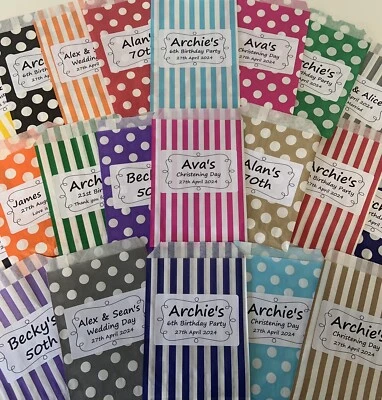 Personalised Sweet Bags Candy Cart Wedding Christening Birthday Mehndi Eid - Image 1 of 4