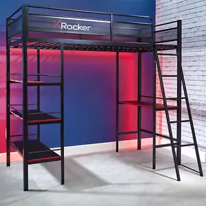 Gaming Bunk Bed For Kids With Built In Desk and Shelves Fortress High Sleeper UK - Picture 1 of 5