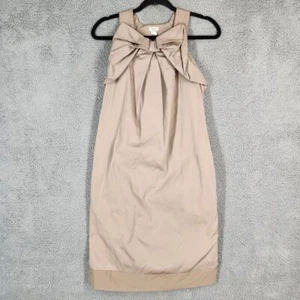 Hoss Intropia EU Size 38 (US 8) Beige Bow Neck Sleeveless Shift Dress Cocktail - Picture 1 of 8