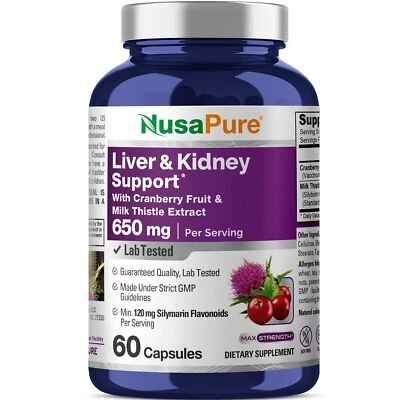 Extracto puro de arándano y cardo mariano con soporte para hígado y riñón NusaPure Foto 1 de 4