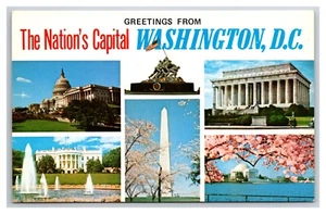 Multiview Greetings From Washington DC UNP Chrome Postcard V28 - Picture 1 of 2