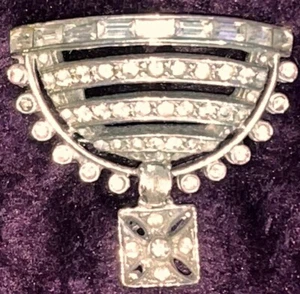 Art Deco Brosche Anstecknadel Vintage klar Strass silberfarben Korb - Bild 1 von 3
