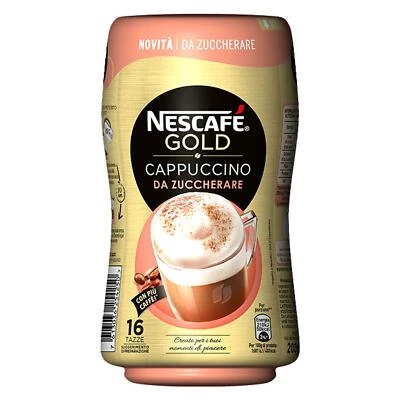 NESCAFÈ CAPPUCCINO DA ZUCCHERARE NESCAFE' GOLD 200 GR 16 TAZZE CAFFE' SOLUBILE PRONTO