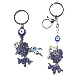 Schlüsselanhänger Türkei blau böser Blick Goldfisch Ring Amulett Anhänger Glücksbringer - Bild 1 von 14
