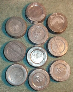MIXED LOT OF 10 NICE VINTAGE BALL ZINC CANNING JAR METAL CAP LIDS MAYBE UNUSED? - Picture 1 of 4