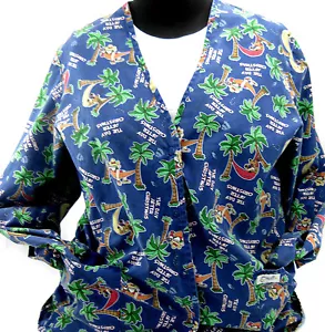Day After Christmas Santa Rudolph Scrub Top Lab Coat Nurse Dental Snaps Womens S - Picture 1 of 10