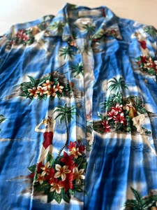 Vintage Pierre Cardin Hawaiian Shirt Men L Pin Up Girl Bathing Beauty Surfer - Picture 1 of 6