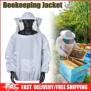 Bee Suit Beekeeper Bee Keeping Jacket Veil Smock Beekeeper Coat Anti-sting+Hat - Picture 1 of 14