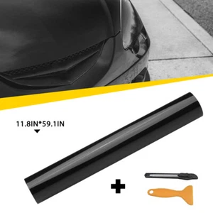 GLOSS SATIN BLACK CAR VINYL WRAP ROLL FILM AIR QUALITY RELEASE 1.5M X 30CM - Picture 1 of 11