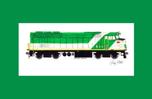 Estampado enmarañado GO Transit F40PH-2 11""x17"" firmado por Andy Fletcher - Imagen 1 de 1