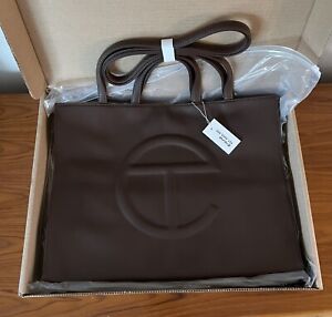 Telfar large shopping bag chocolate new nwt w/ dustbag vegan leather Tote