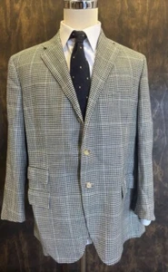 Polo by Ralph Lauren Vintage Silk Wool Flax Blend Houndstooth Check Jacket 46R - Picture 1 of 9