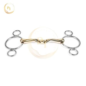 3 Ring Gag Bit Verbended German Silver Mouth Piece (Horse Bits) - Picture 1 of 3
