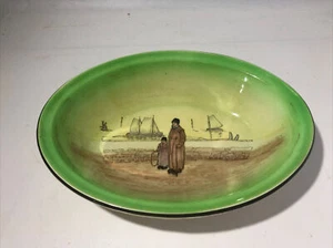 Raro antico piatto da portata Royal Doulton Dutch Harlem ciotola ovale barche a vela - Foto 1 di 11