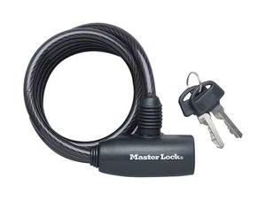 MASTER LOCK Bike Lock Cable, 2 Keys, 1.8 m Coiling Cable, Outdoor, 1.8 m x 0.8 c - Picture 1 of 1