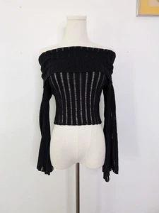 Prinzessin Polly schulterfreies Y2K Top Gr. S/M Whimsigoth transparente Glockenärmel - Bild 1 von 7