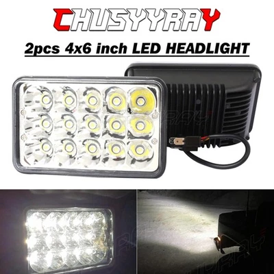 Fit Chevrolet G10 G20 G30 1978-1991 4x6" LED Headlights High/Low Sealed Beam DOT - Image 1 of 4