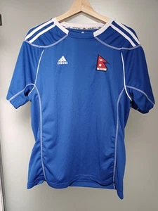 Nepal Football Shirt Jersey Mens Blue Adidas, Pit To Pit 22 Inches - Picture 1 of 5