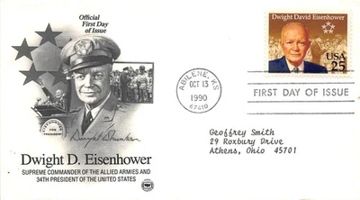 Scott #2515 Dwight D. Eisenhower 1990 First Day Cover FDC Unaddressed - Image 1 of 2