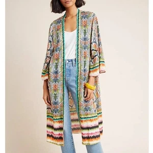 Kimono Anthropologie Blank London Annette Duster taglia unica multicolore stampa serpente - Foto 1 di 13