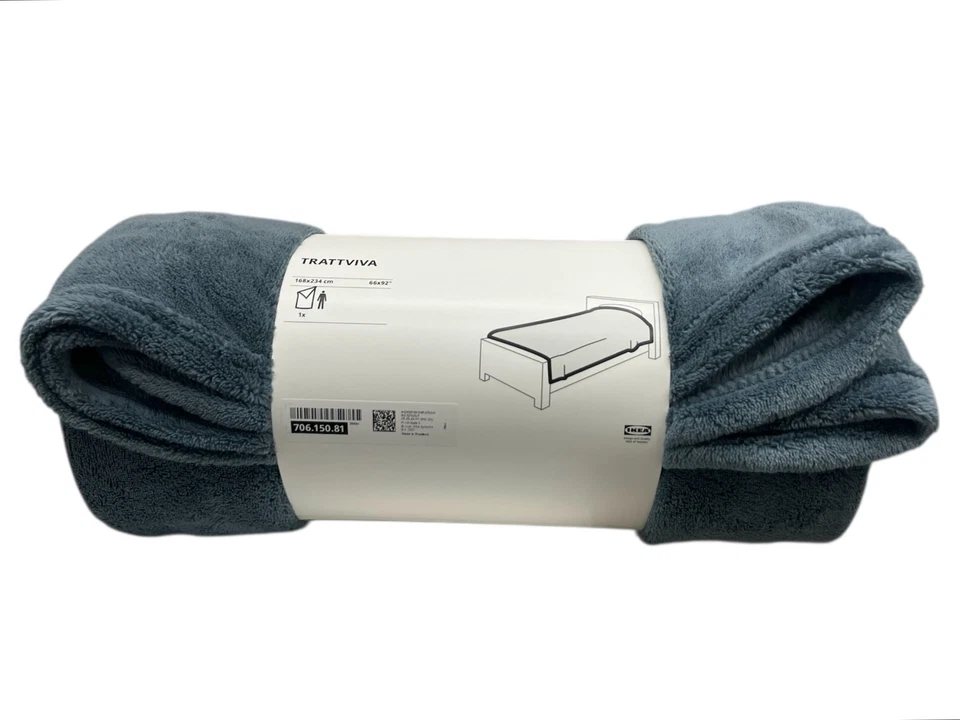 New IKEA TRATTVIVA Bedspread Twin/Twin X-Long Dark Gray-Blue 706.150.81 - Image 1 of 1