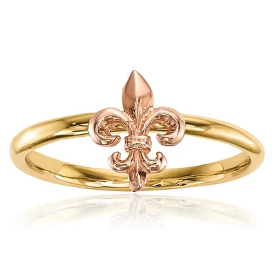 14K Solid Two Tone Gold Fleur De Lis Ring - Image 1 of 4