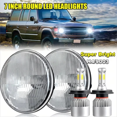 Пара круглых светодиодных фар для TOYOTA LAND CRUISER FJ40 FJ60 J80 1965-1985 7 дюймов - Изображение 1 из 4