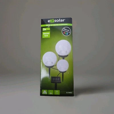 Solarleuchten LED 3er Set Kugeln Gartenleuchte Glaskugeln Weiss Bunt Farbwechsel - Bild 1 von 3