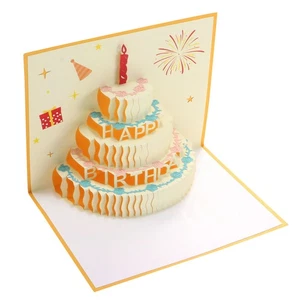 Geburtstagskarte Pop-Out Torte Geburtstagskarte lustig gold - Bild 1 von 5