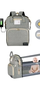 Multifunktions-Windel-/Babyrucksack mit Wickel- & Nickerchenstation - Grau - Bild 1 von 1