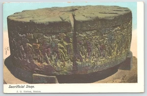 Postal Piedra de Sacrificio Azteca Museo Nacional Ciudad de México México - Imagen 1 de 3