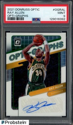 Donruss Opti-Graphs 2021 Ray Allen patio automático 11/99 PSA 9 como nuevo Foto 1 de 2