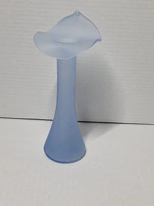 Jack In The Pulpt Vase, Satin Glass, Blue, 9 In Tall - Picture 1 of 6