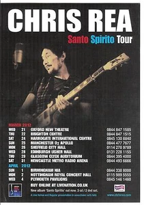Chris Rea - March / April 2012 UK Santo Spirio tour handbill appx.6"x8.25" - Picture 1 of 1