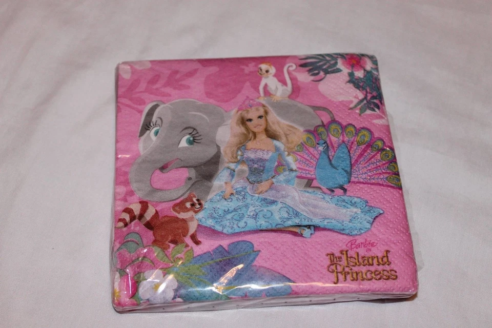 NUEVAS SERVILLETAS DE POSTRE BARBIE THE ISLAND PRINCESA SUMINISTROS DE FIESTA   Foto 1 de 1