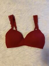 Aerie Bra Womens Size 32D Red Real Happy Wireless Lightly Lined