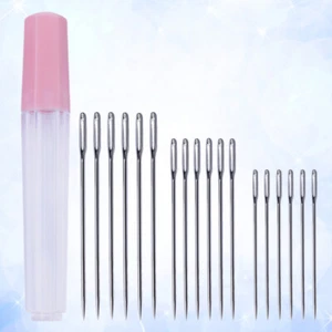 19 Pcs Stainless Steel Large Hole Pointed Needles DIY Long Steel Yarn Knitting - Picture 1 of 12