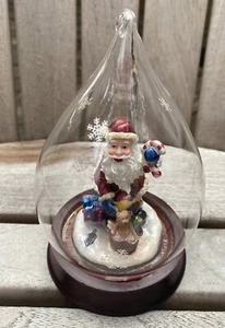 "Lágrima de vidrio de Navidad Santa juguete saco copos de nieve adorno con base de madera 6""" - Imagen 1 de 6