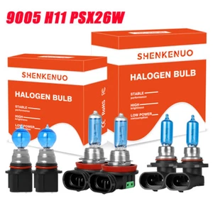 Combo 6pcs 9005 H11 Halogen Headlight + PSX26W Fog Light Bulbs KIT - Picture 1 of 14
