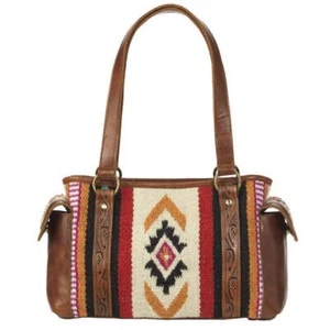 Women's Genuine Leather ARIAT BLANKET SATCHEL w/ Southwest design Handbag Purse - Picture 1 of 1