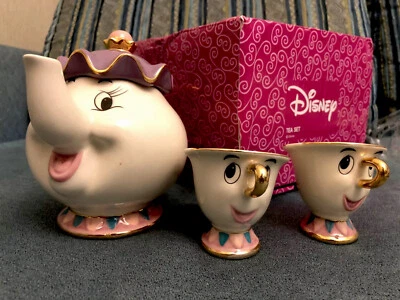 Juego de té Disney La Bella y la Bestia, tetera con 2 tazas de té Foto 1 de 3