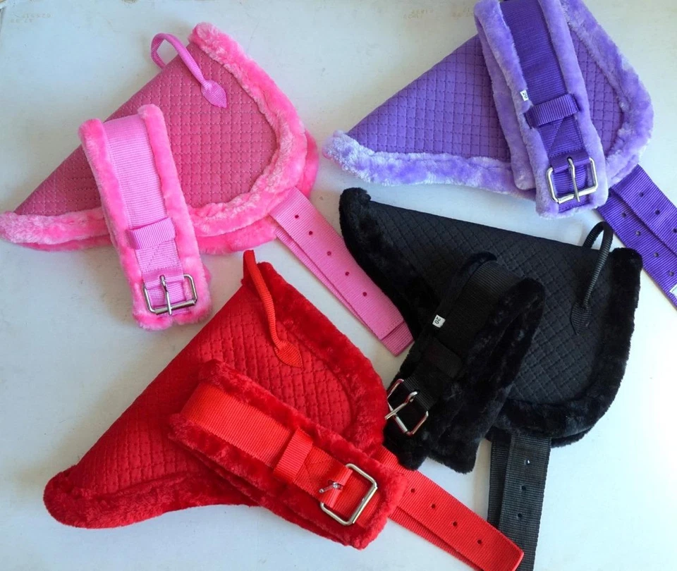 EQUITEM English Western kids mini youth bareback Pad Quilted Fleece girth Red Pink Purp