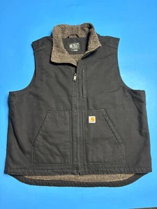 Carhartt Mens XL Loose Fit Duck Sherpa Lined Mock Neck Vest OV4277-M Black - Picture 1 of 4