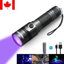 395nm UV Light Blacklight USB Rechargeable Tactical LED Flashlight 18650 Torch